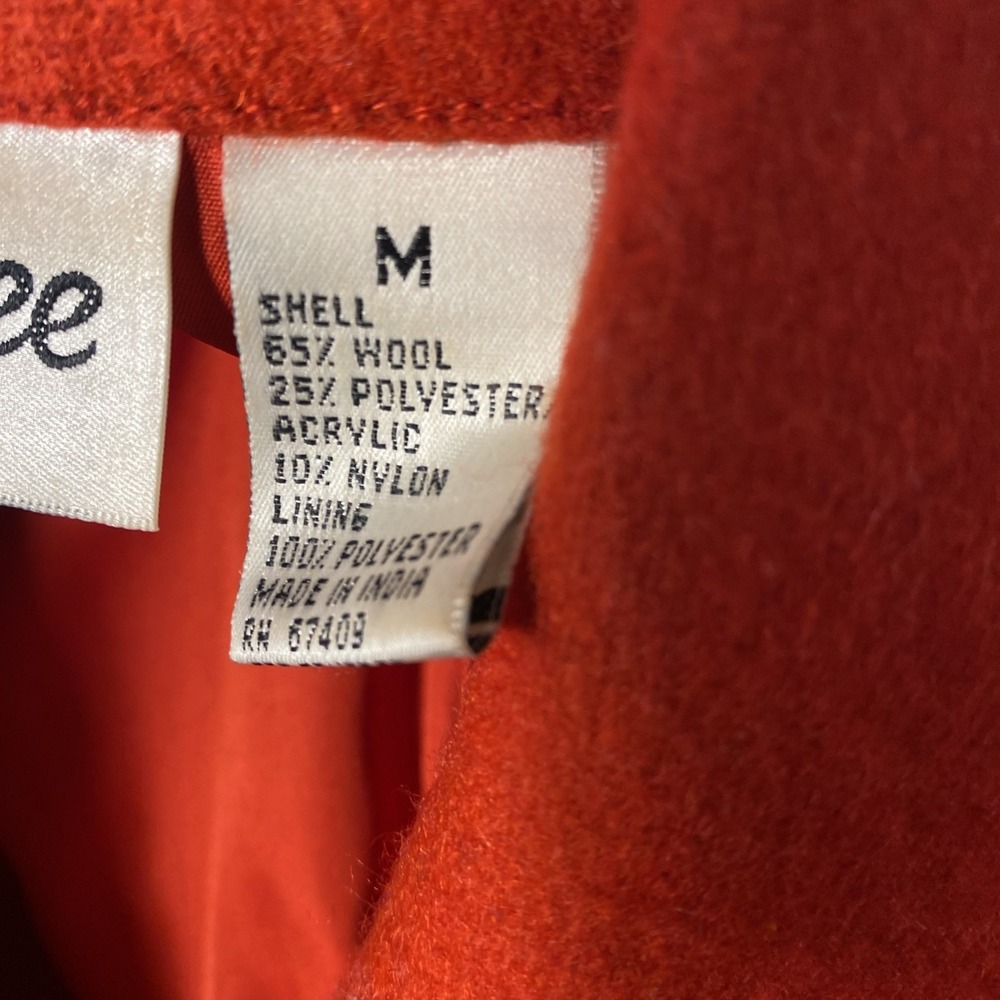 Wool‎ Jacket Vintage Agree Red Coat Zipper Front Besom Pockets Women's 10-12 / M - Picture 7 of 8